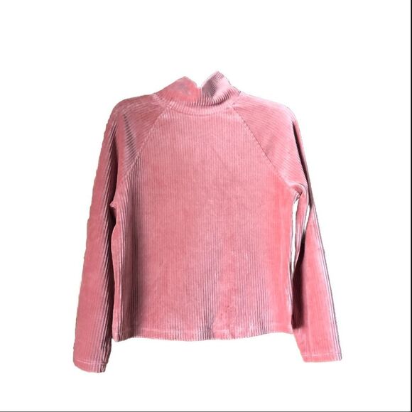 HAVEN Well Within Pink Ribbed Organic Cotton Blend Mock Neck Sweater - S - Picture 1 of 13